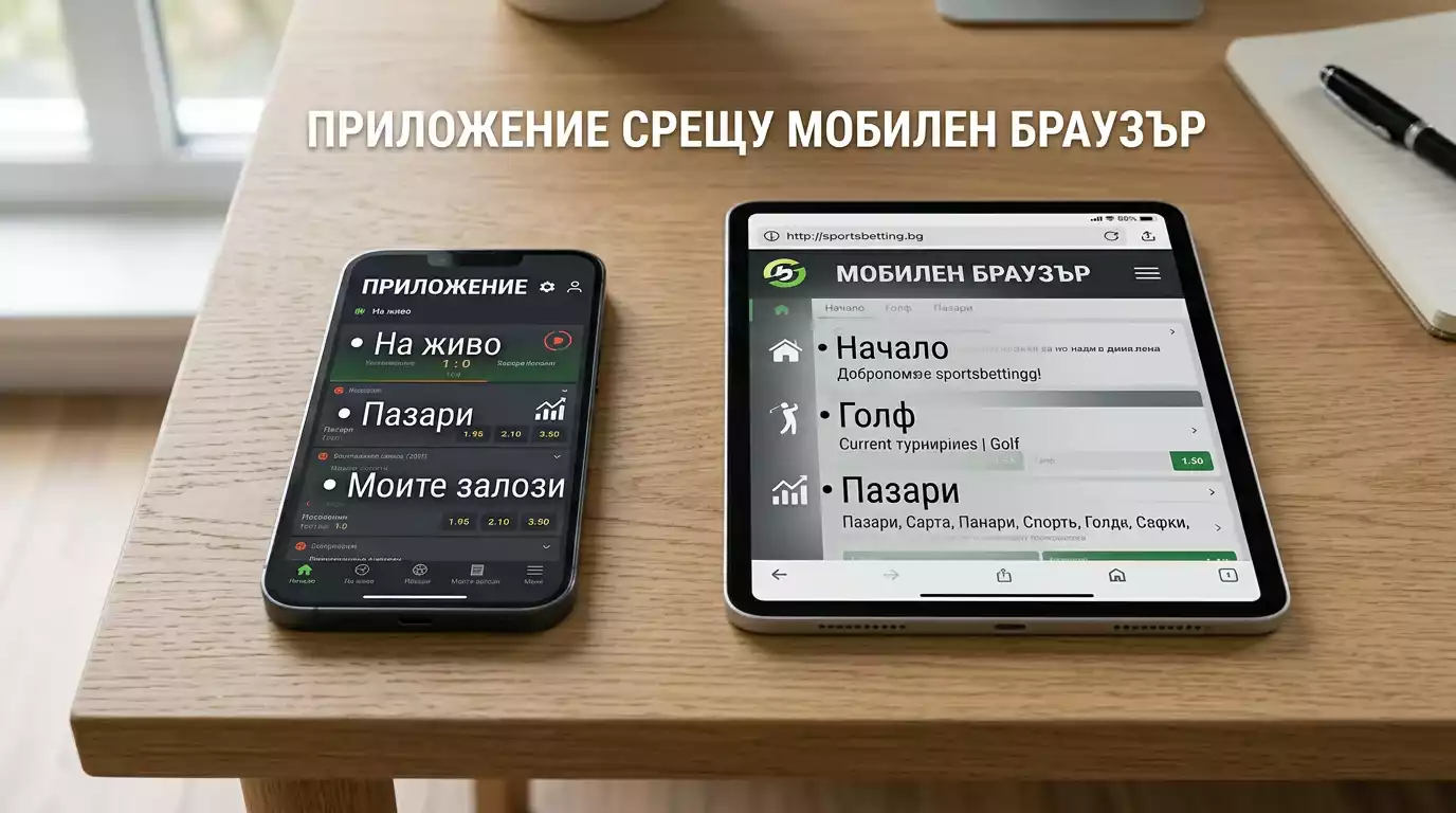 Избор между залагателно приложение и мобилен браузър за голф