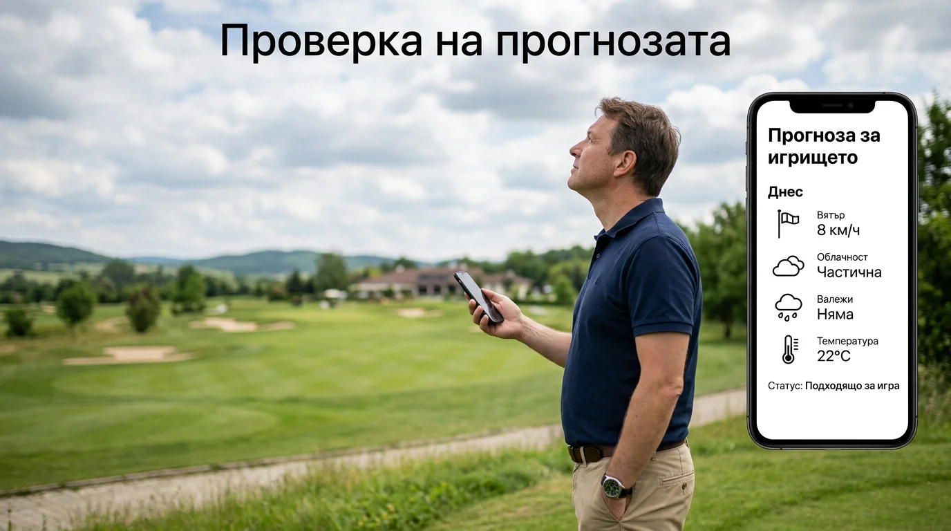 Проверка на метеорологичната прогноза преди голф залог
