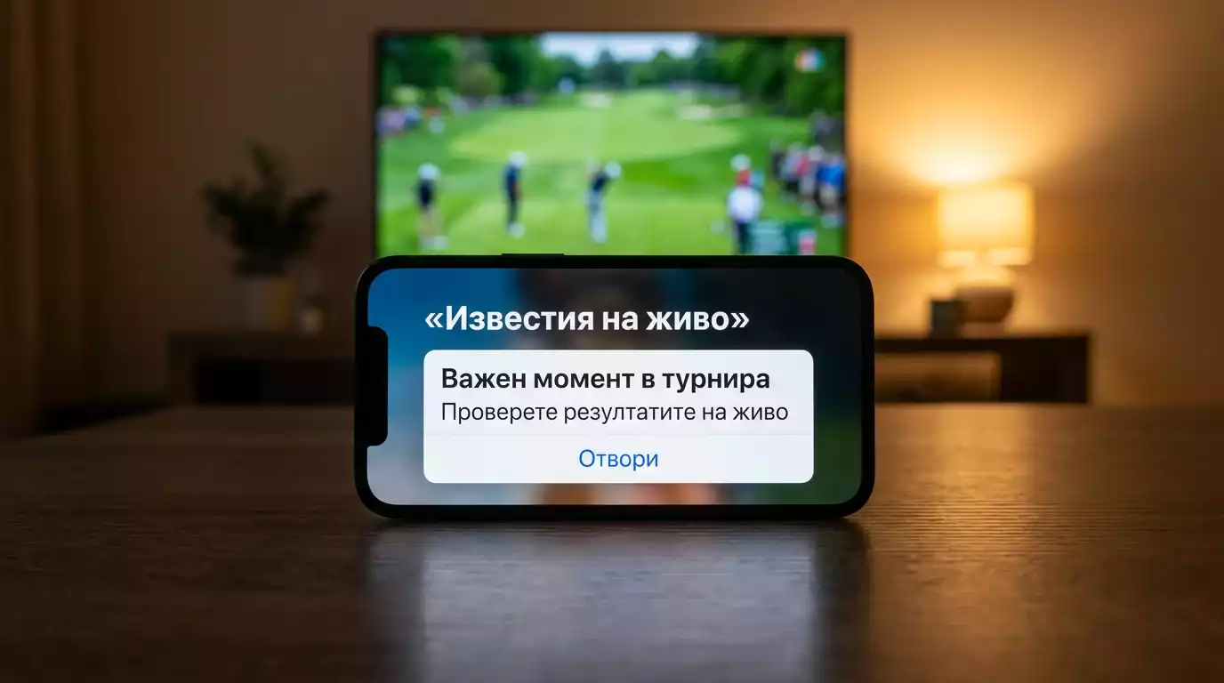 Известия за живи голф залози по време на турнир на телефон