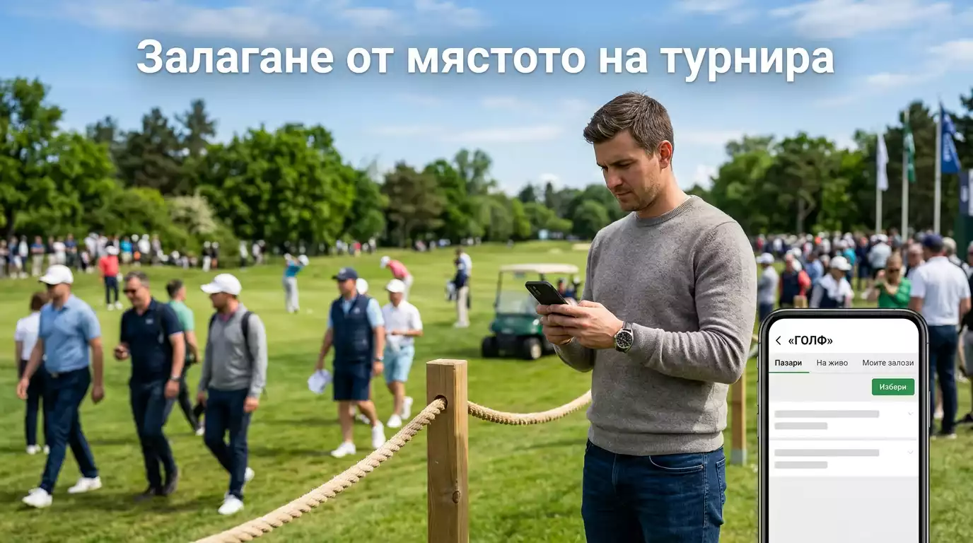 Голф залози от смартфон по време на дълъг турнир