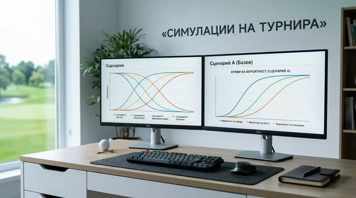 Симулация на голф турнир хиляди пъти от прогнозен модел