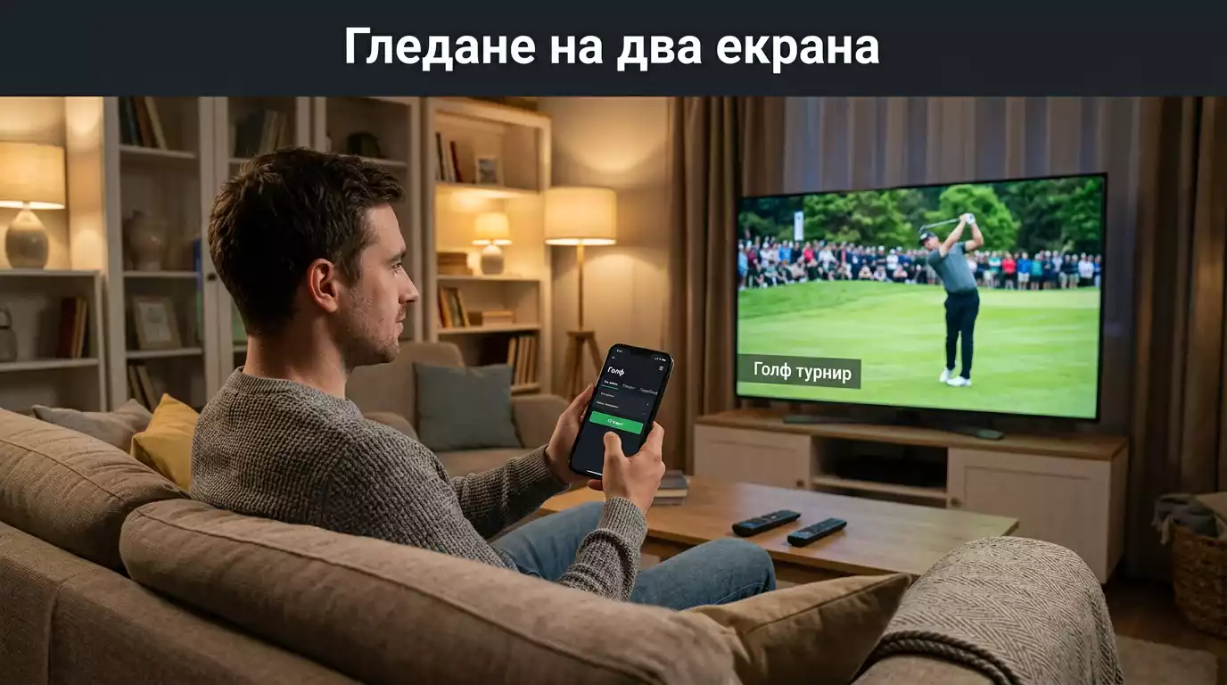 Гледане на голф турнир и залагане на едно мобилно устройство